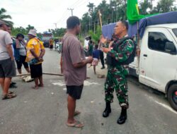 Sempat Ditutup, Satgas Yonif 122/TS Berhasil Buka Palang Jalan di Distrik Muara Tami Jayapura